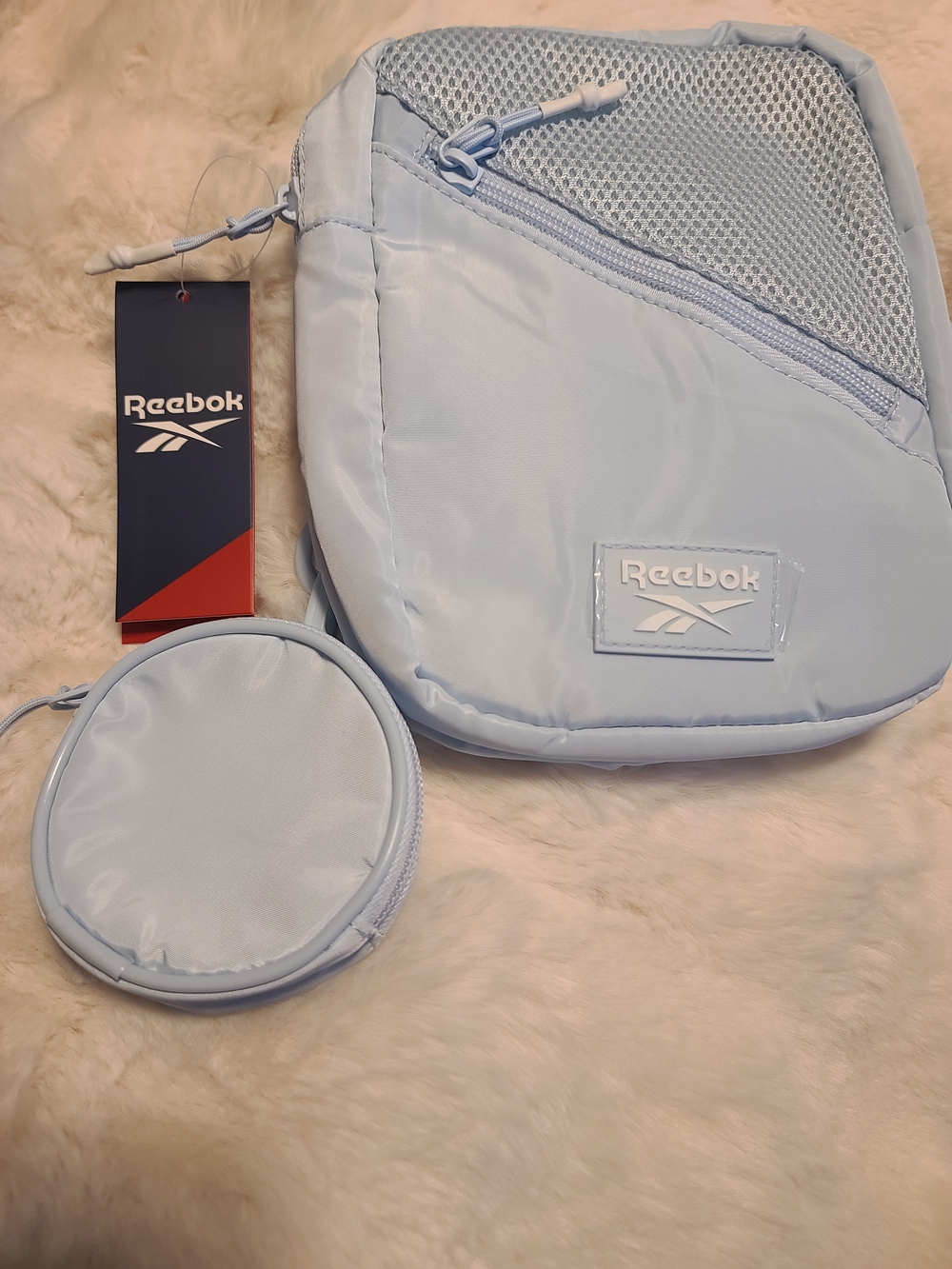 Reebok Light Blue Ariana Crossbody Bag with Coin Pouch